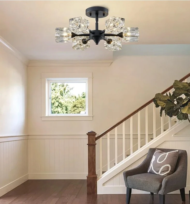 6-Light Crystal Chandelier Flush Mount - photo 3