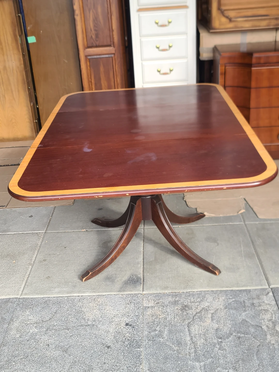 Solid Wood Drop-Leaf Dining Table- Classic Mahogany Finish