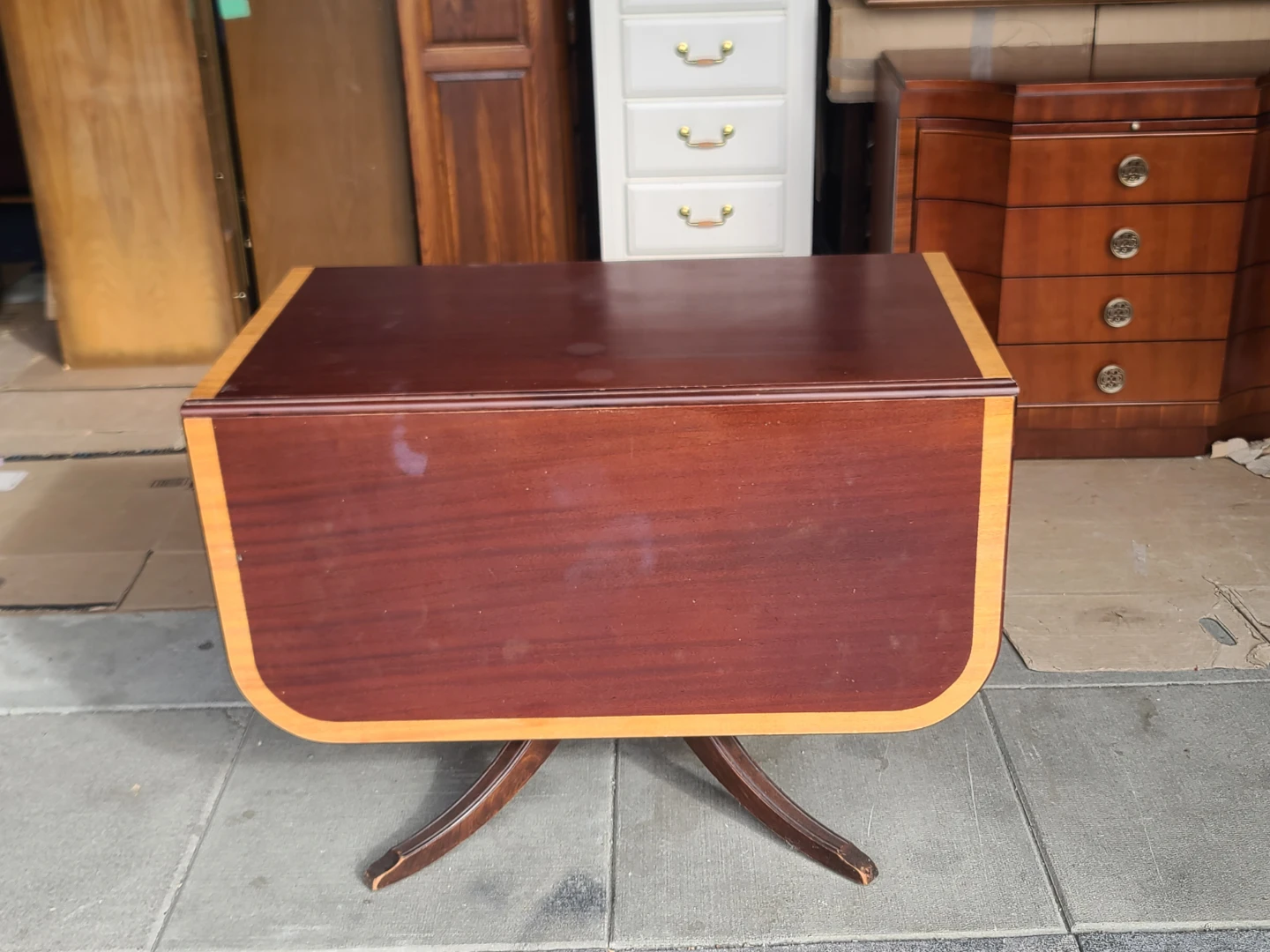 Solid Wood Drop-Leaf Dining Table- Classic Mahogany Finish - photo 3