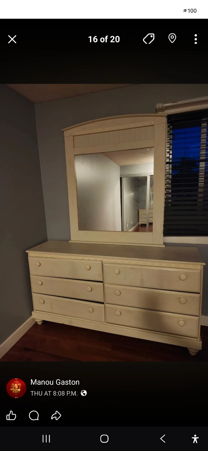 Cream Dresser with Mirror(need it gone ASAP)