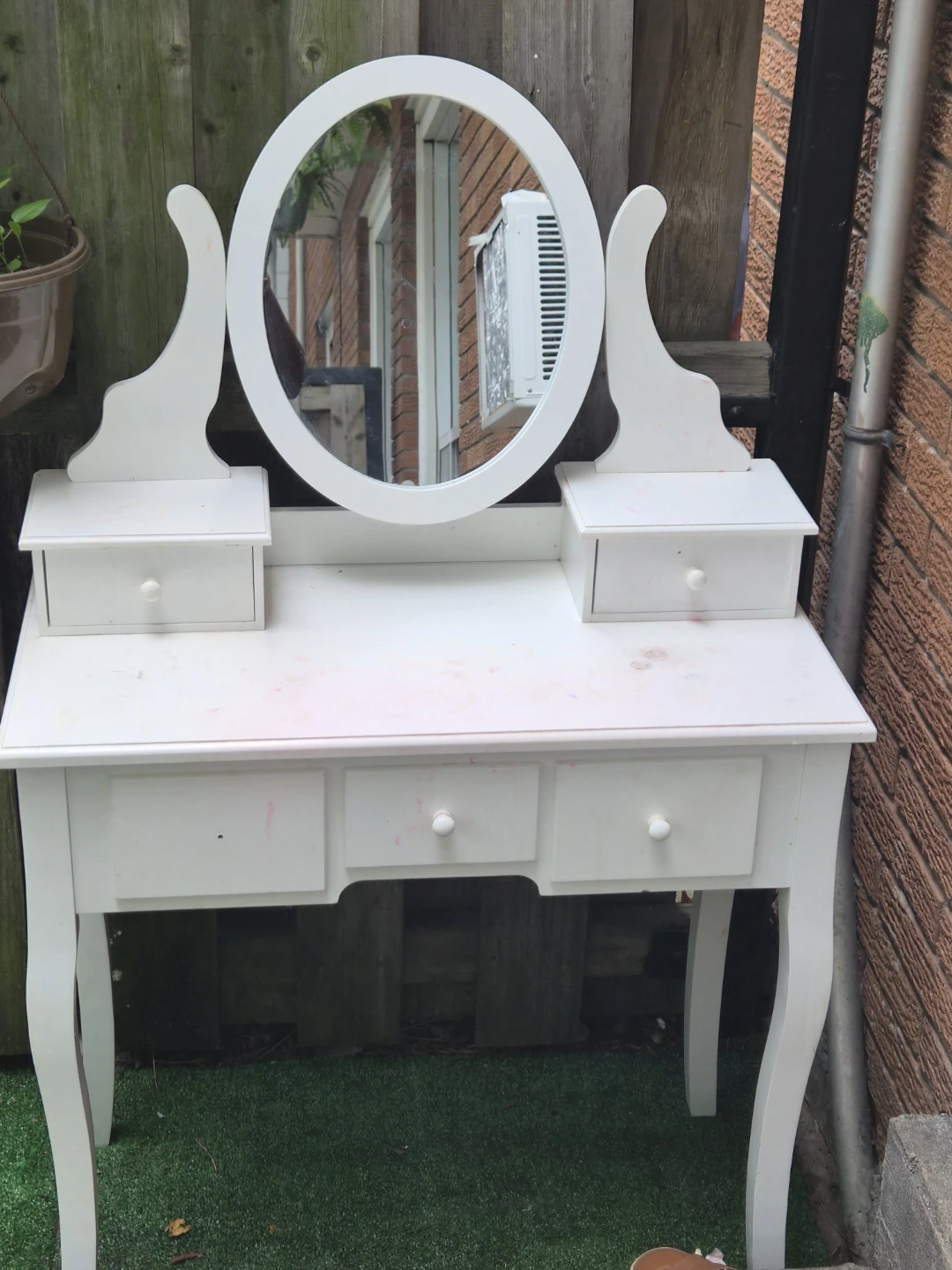White Vanity Desk with Mirror
