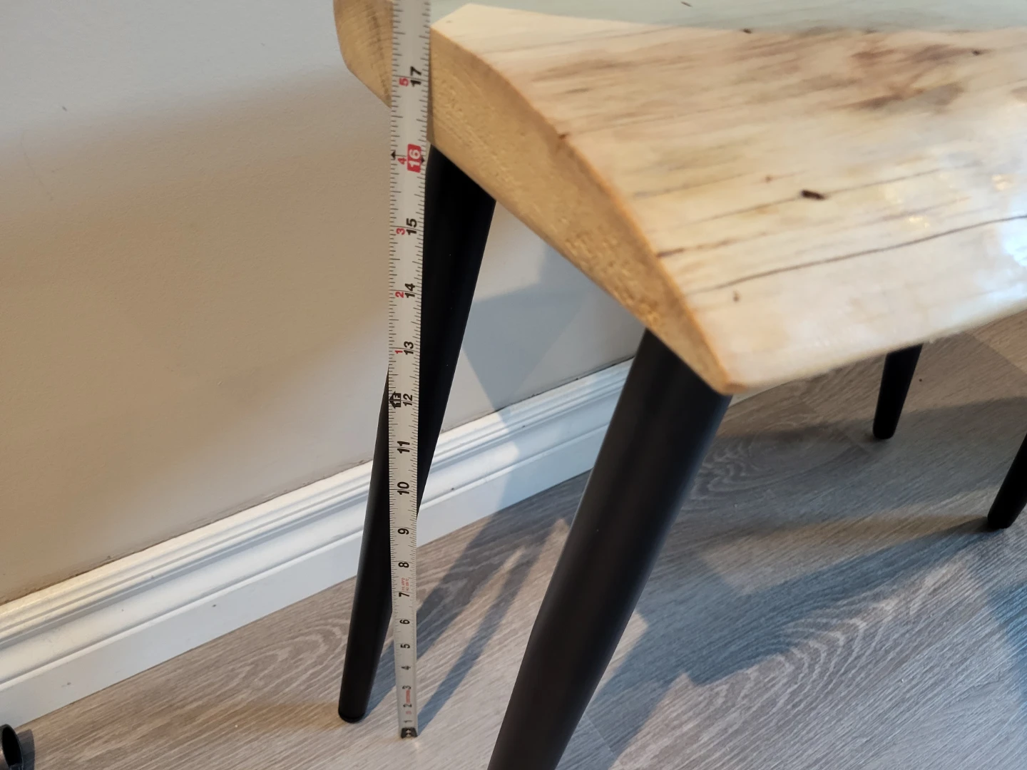 Small Live Edge Wood Plant Stand with Black Legs - photo 5