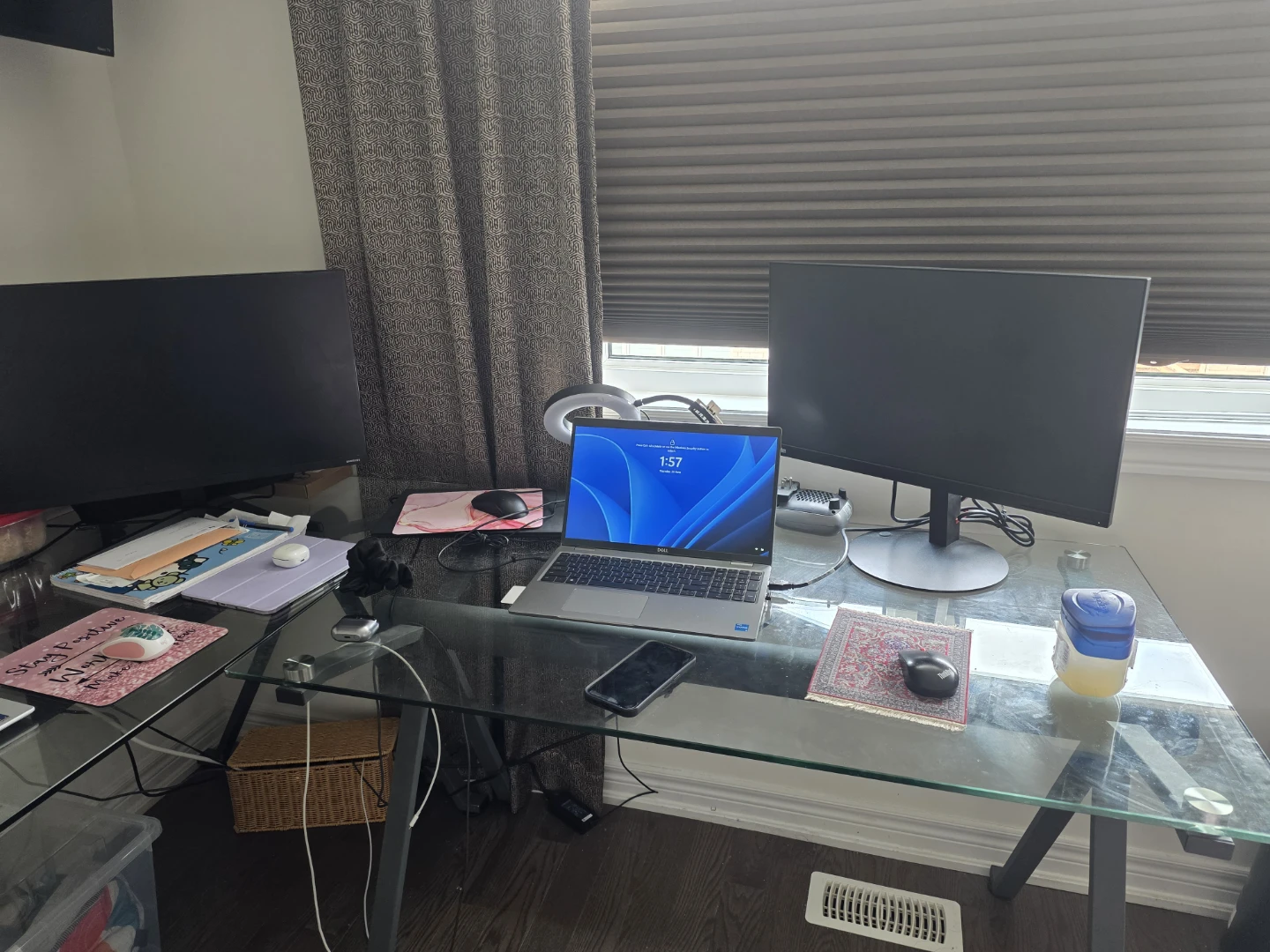 Glass Top Desk with Metal Frame - photo 2