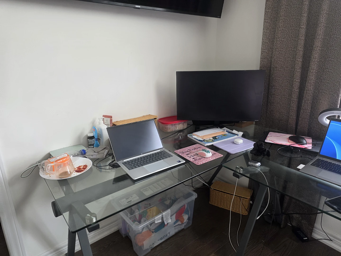 Glass Top Desk with Metal Frame - photo 3