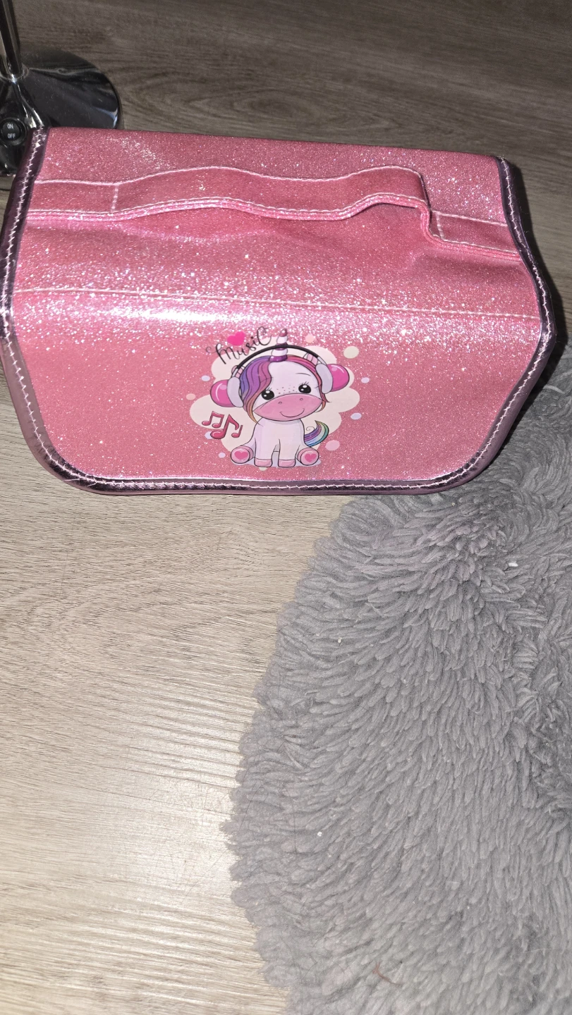 Glitter Pink Unicorn Art Roll Up Case with Art Supplies
