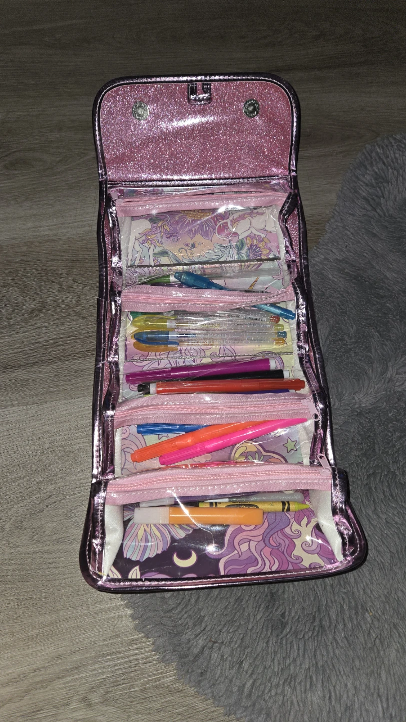 Glitter Pink Unicorn Art Roll Up Case with Art Supplies - photo 2