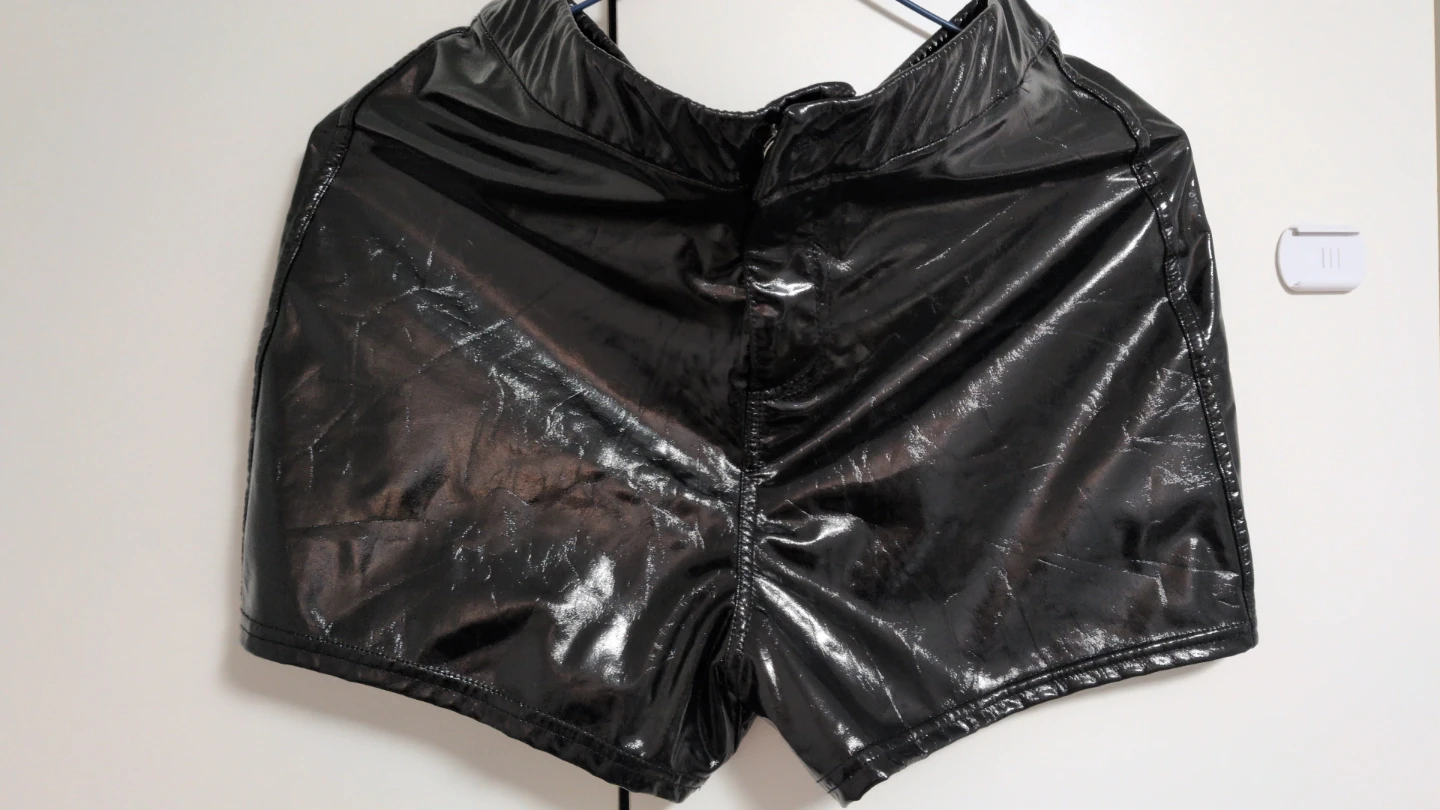 Shiny Black Faux Leather Shorts