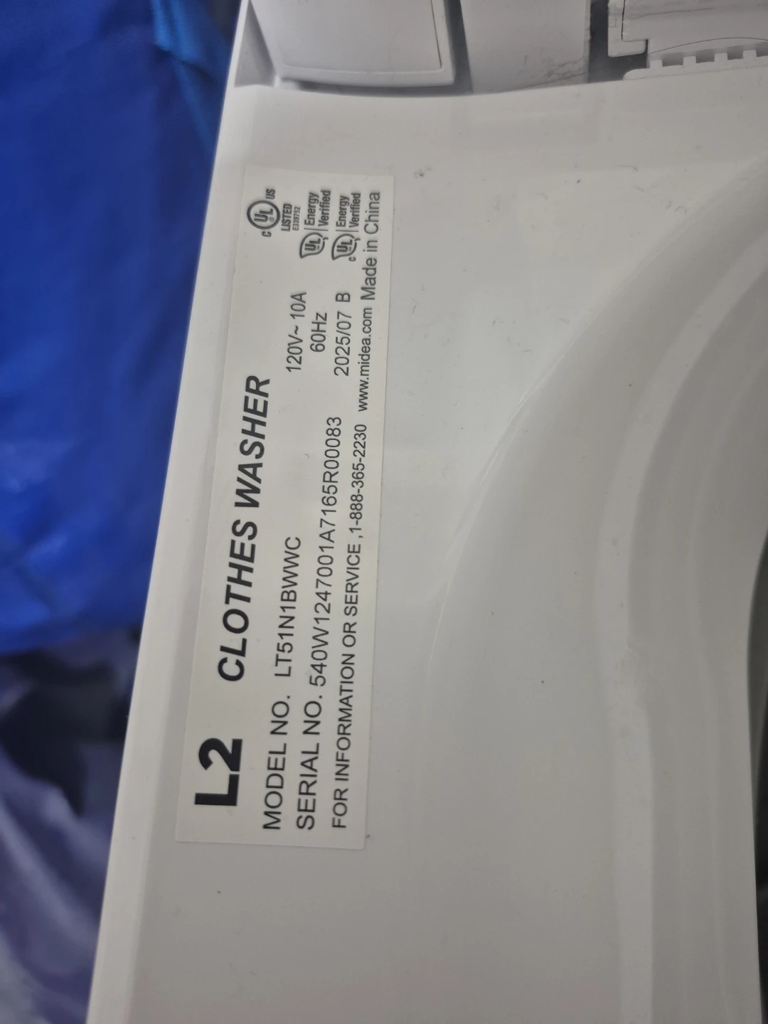 L2 White Top Load Washer - photo 3