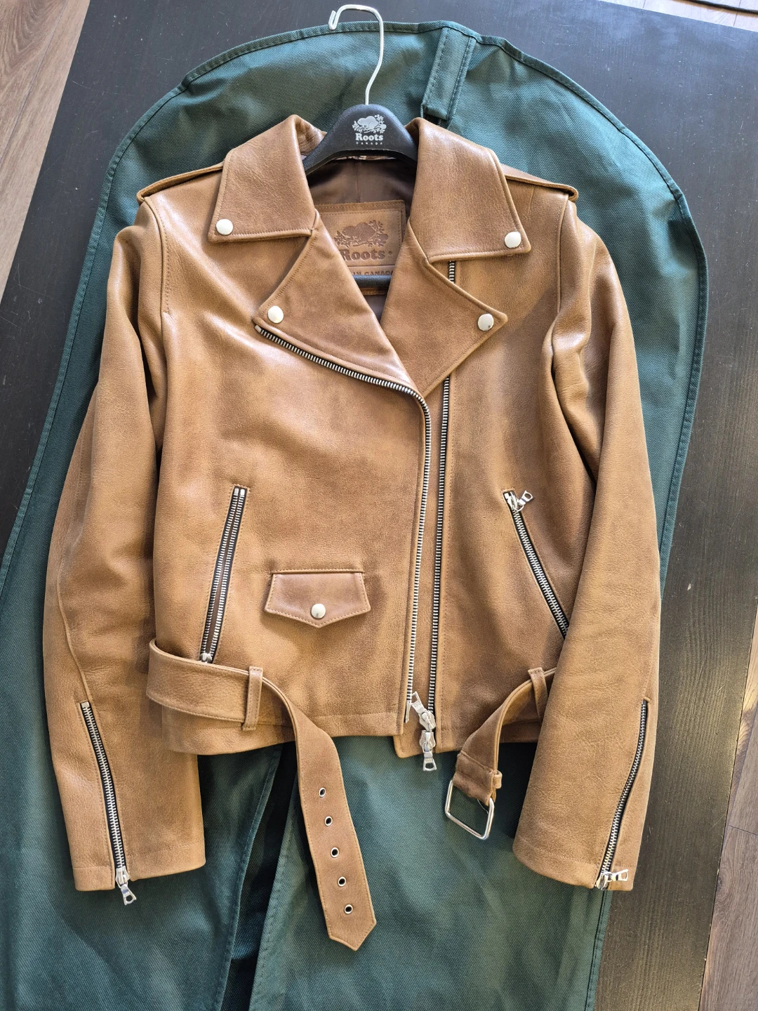 Roots Tribe Brown Leather Moto Jacket
