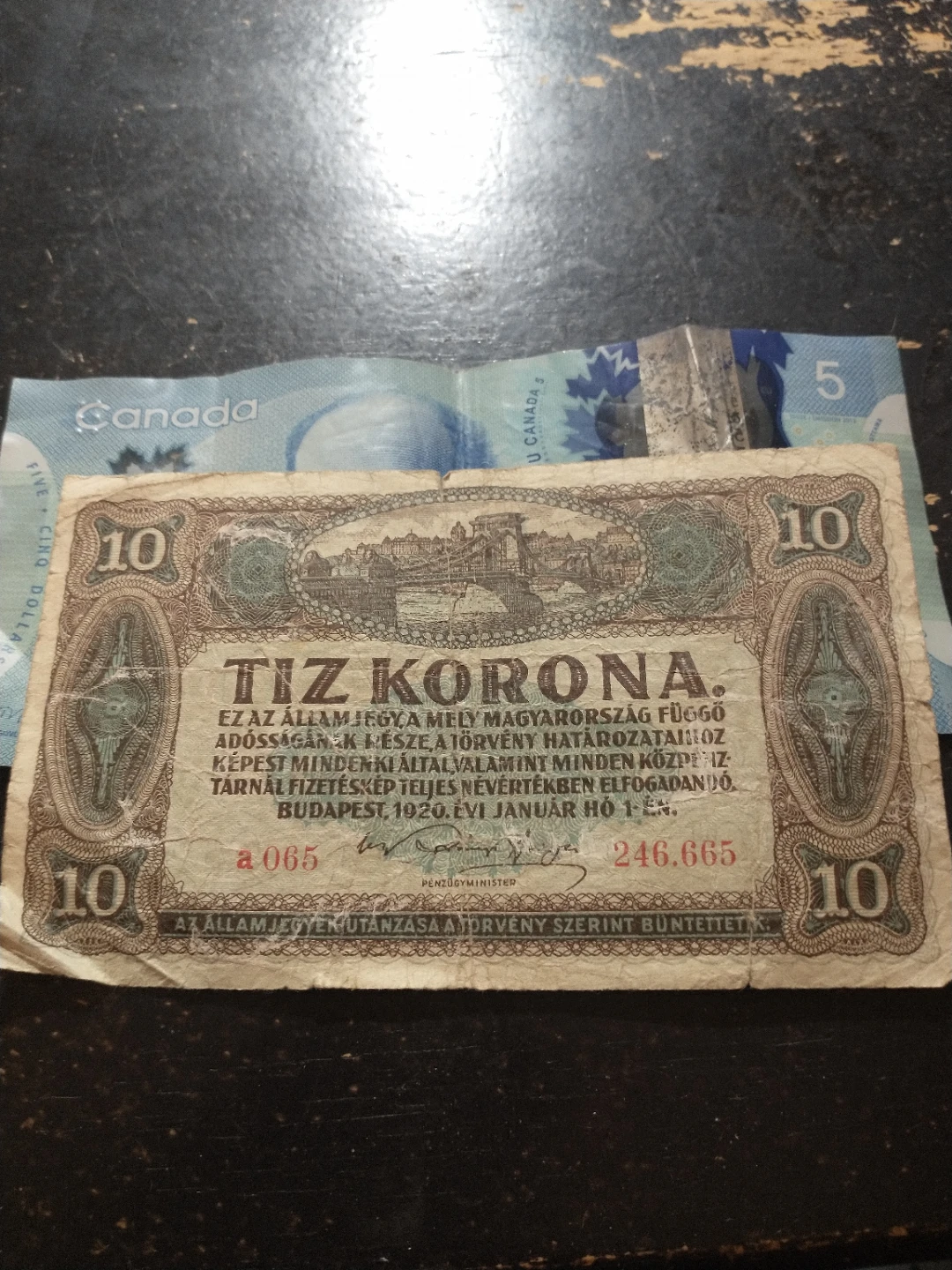1920 Hungary 10 Korona Banknote - photo 4