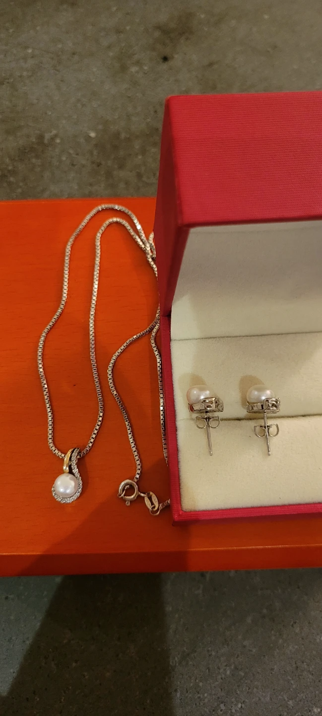 Brand new Pearl diamonds Necklace and Earrings Set - photo 2