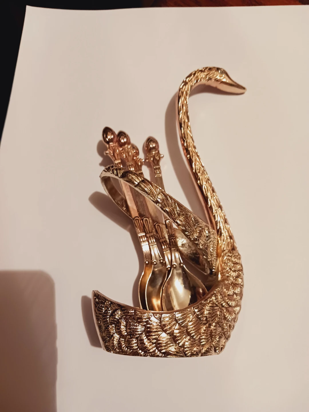 Beautiful Swan Spoon Holder Set with 4 Spoons - photo 3