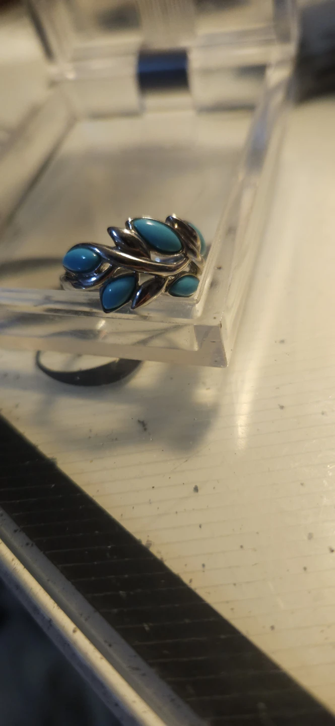 Sterling Silver Turquoise Leaf Ring Southwestern Style