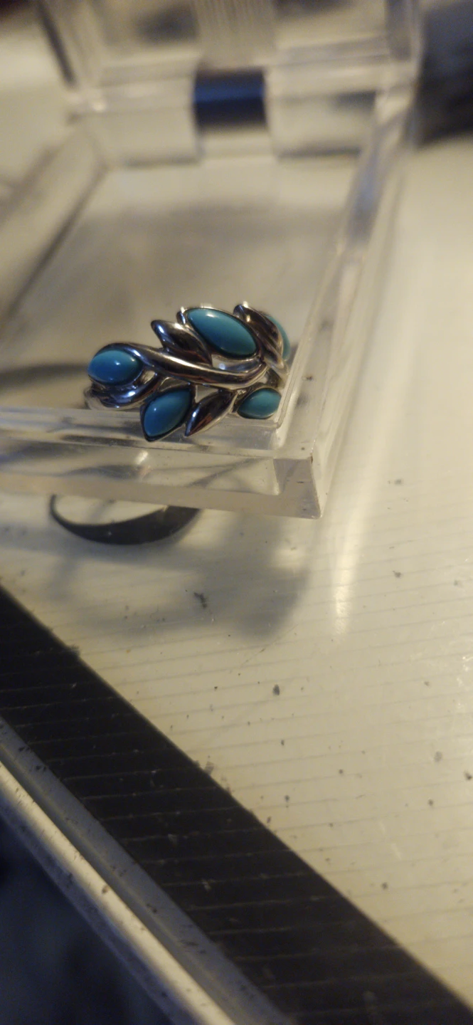 Sterling Silver Turquoise Leaf Ring Southwestern Style - photo 2
