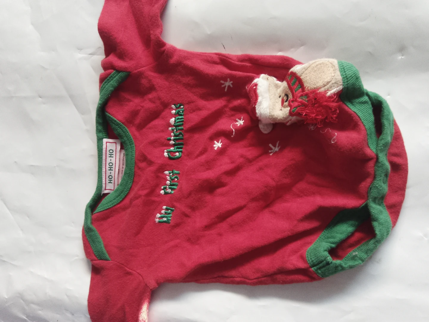 HO-HO-HO "My First Christmas" Baby Bodysuit Size 9M - photo 2