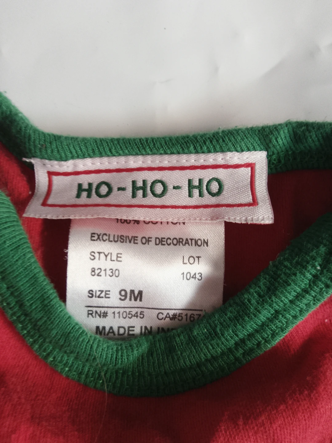 HO-HO-HO "My First Christmas" Baby Bodysuit Size 9M - photo 4