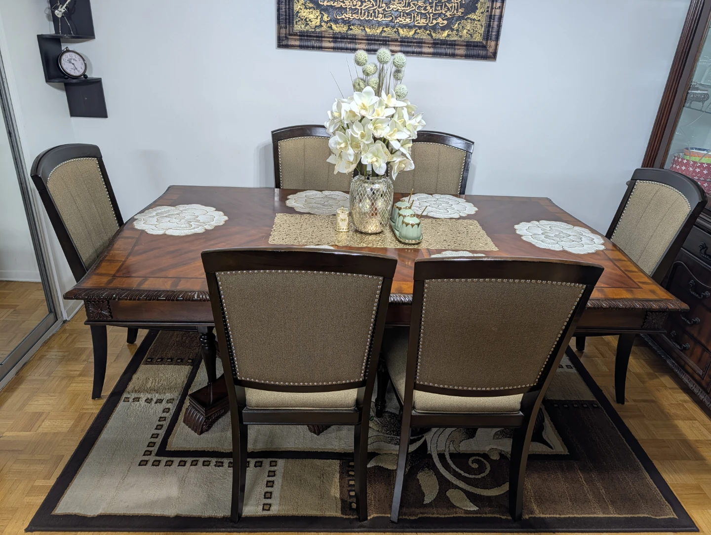 Dining Table and Chairs Set with China Cabinet