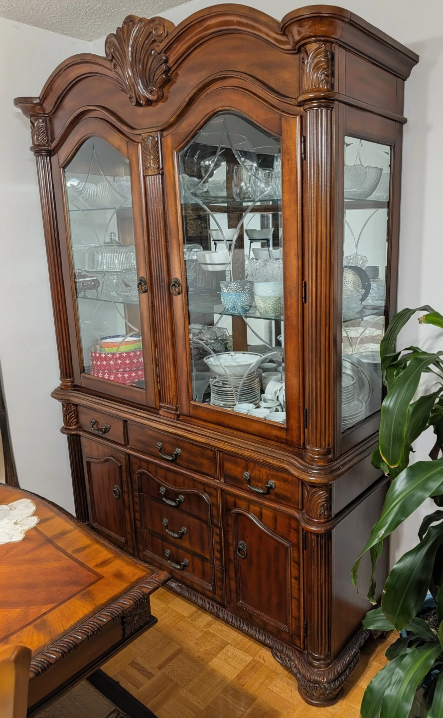 Dining Table and Chairs Set with China Cabinet - photo 2