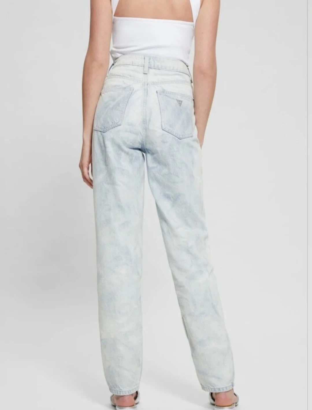Guess Womans High Rise Mom Jeans with rhinestones - photo 3