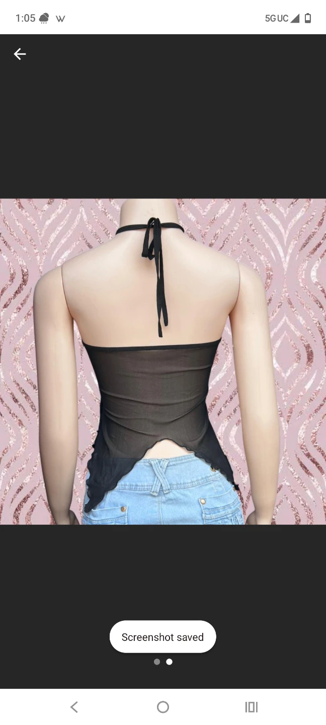 Black Halter Neck Mesh Top with Ruffle Detail - photo 2
