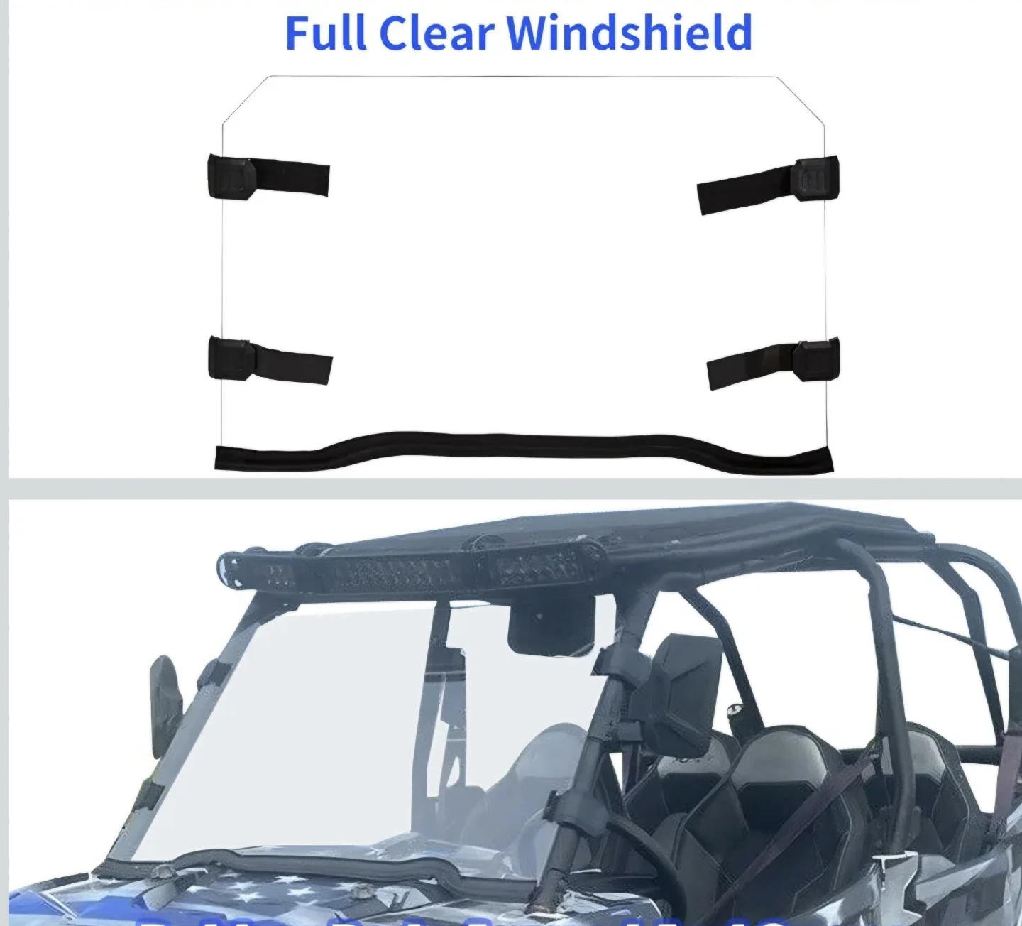 Full Clear UTV Windshield with Seal and Straps