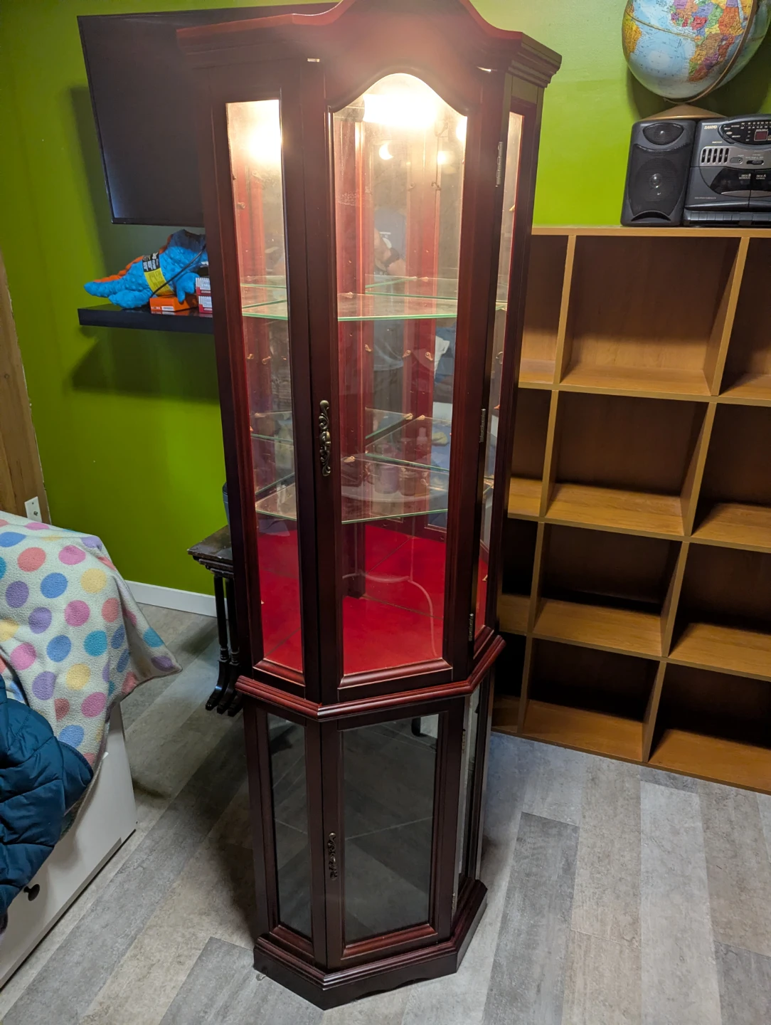Cherry Display Cabinet with Glass Doors