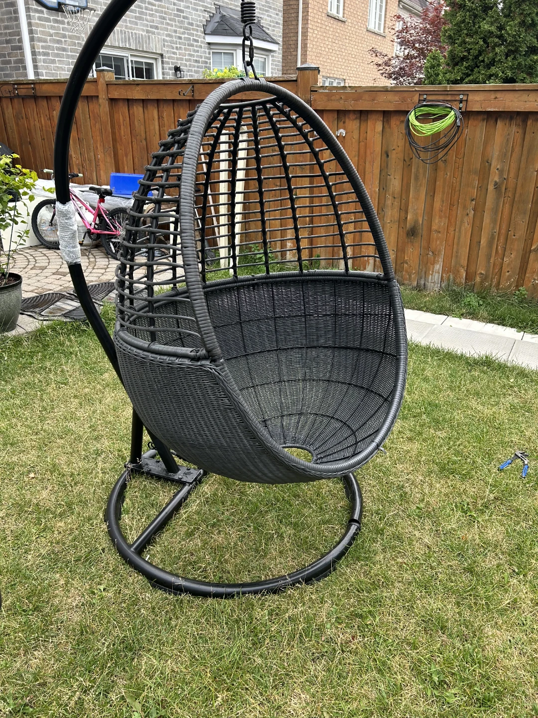 Wicker Hanging Egg Chair with Stand - photo 3