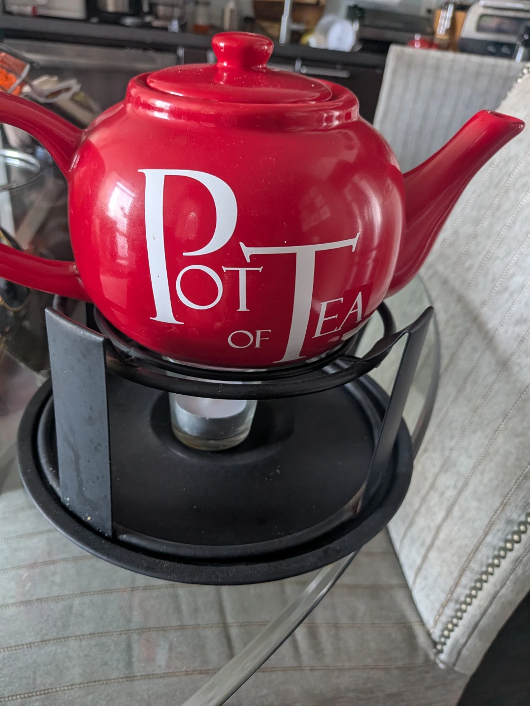 Red Pot of Tea Teapot with Warmer - photo 2