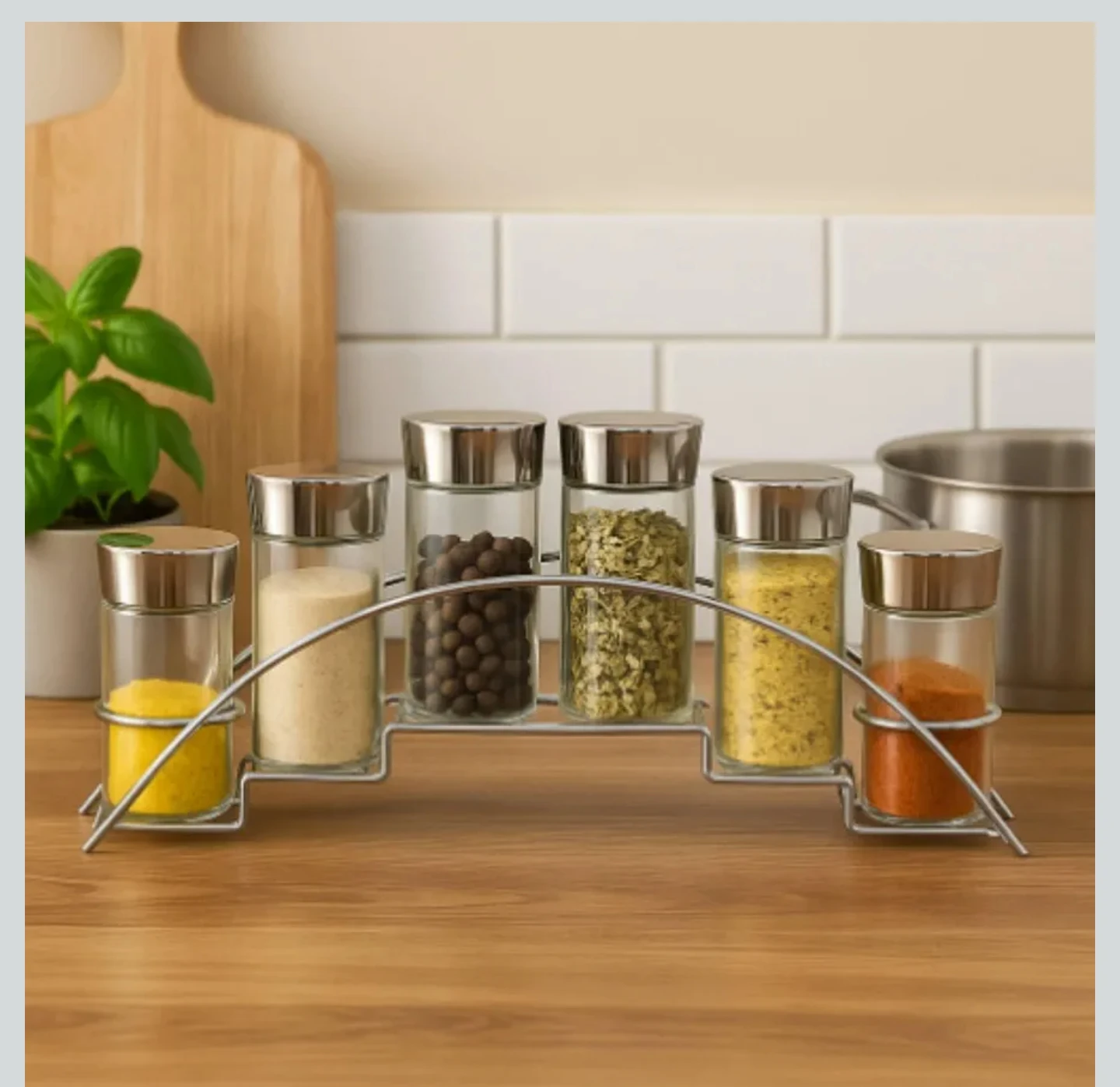 2 x Spice Rack Set with 6 Glass Jars