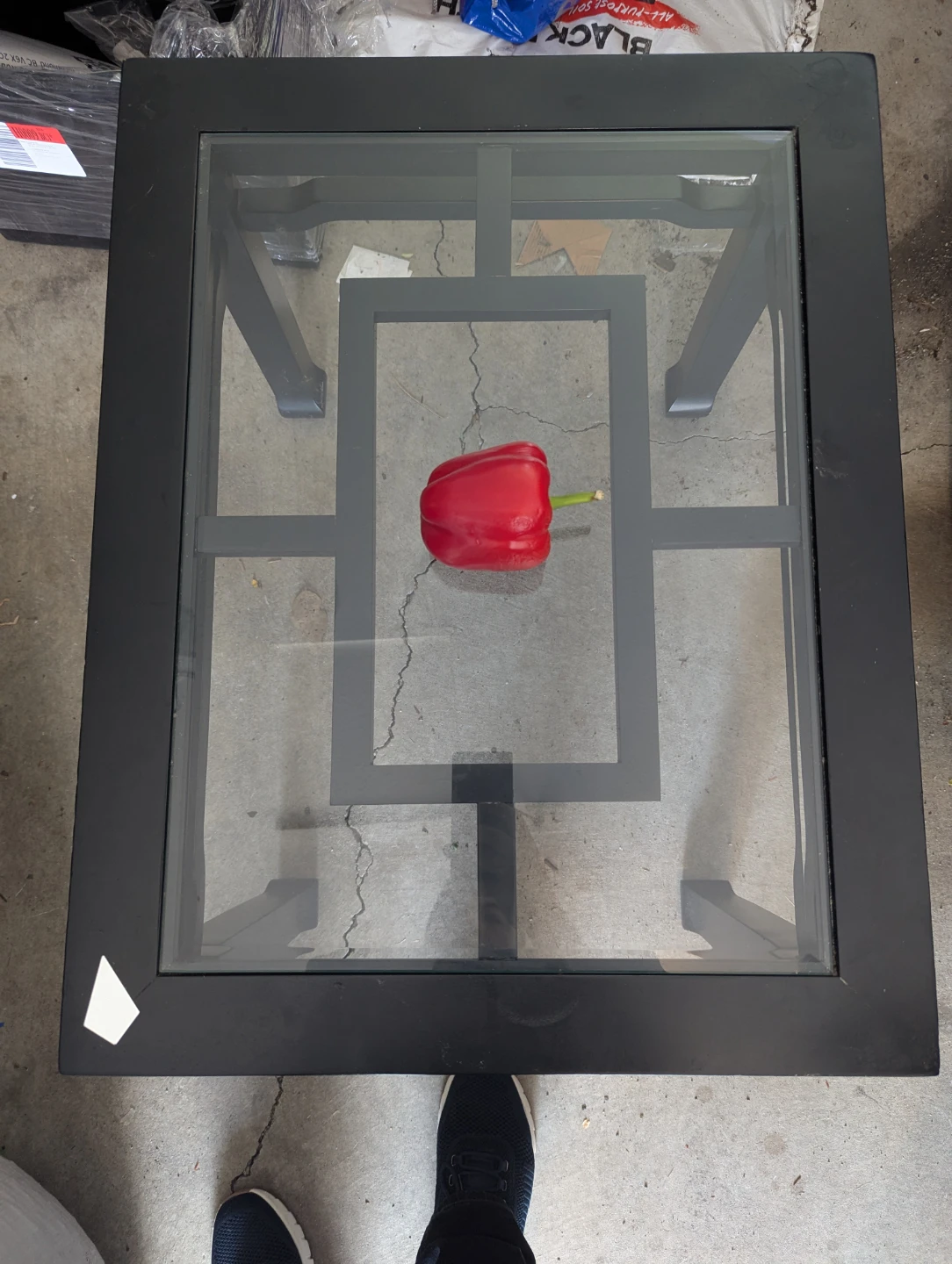 Black Side Table with Glass Top
