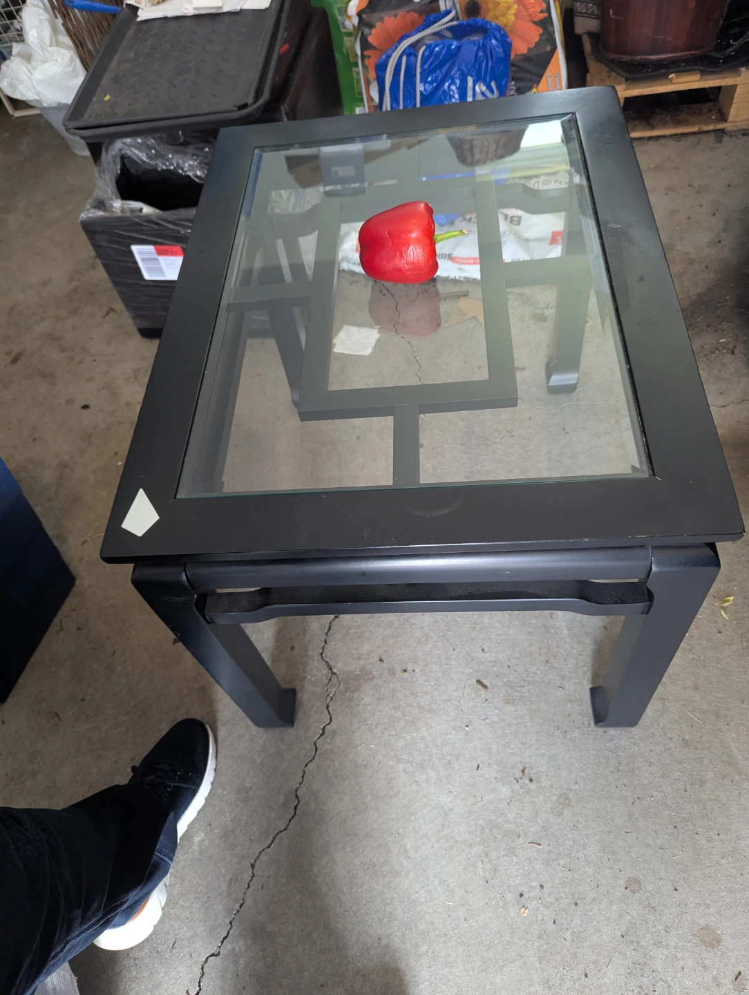 Black Side Table with Glass Top - photo 3