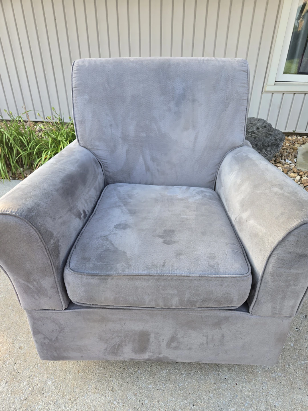 Gray Suede Rocking Chair