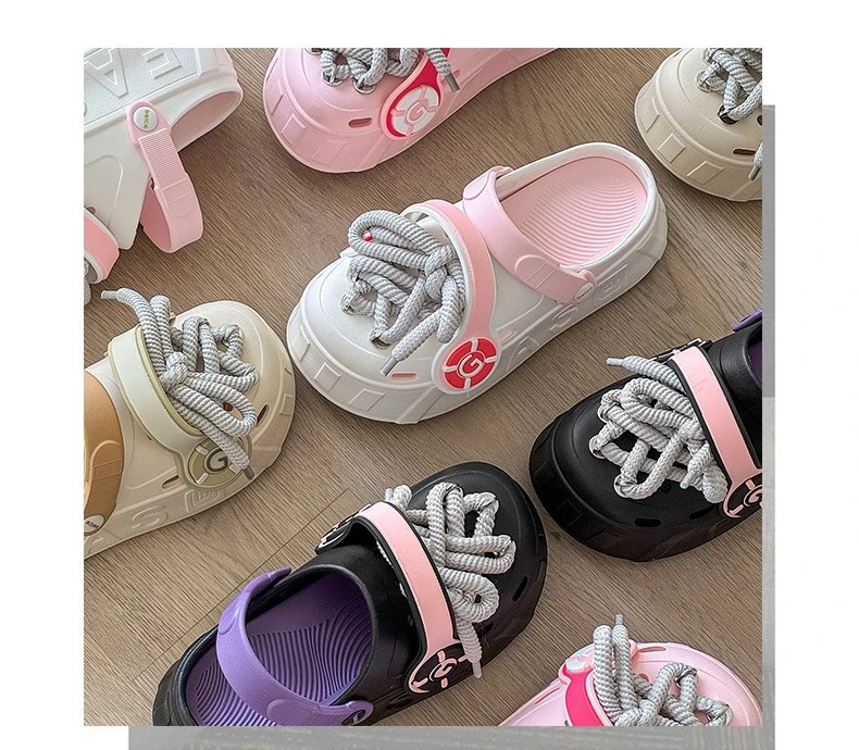 Platform Clogs with Decorative Laces