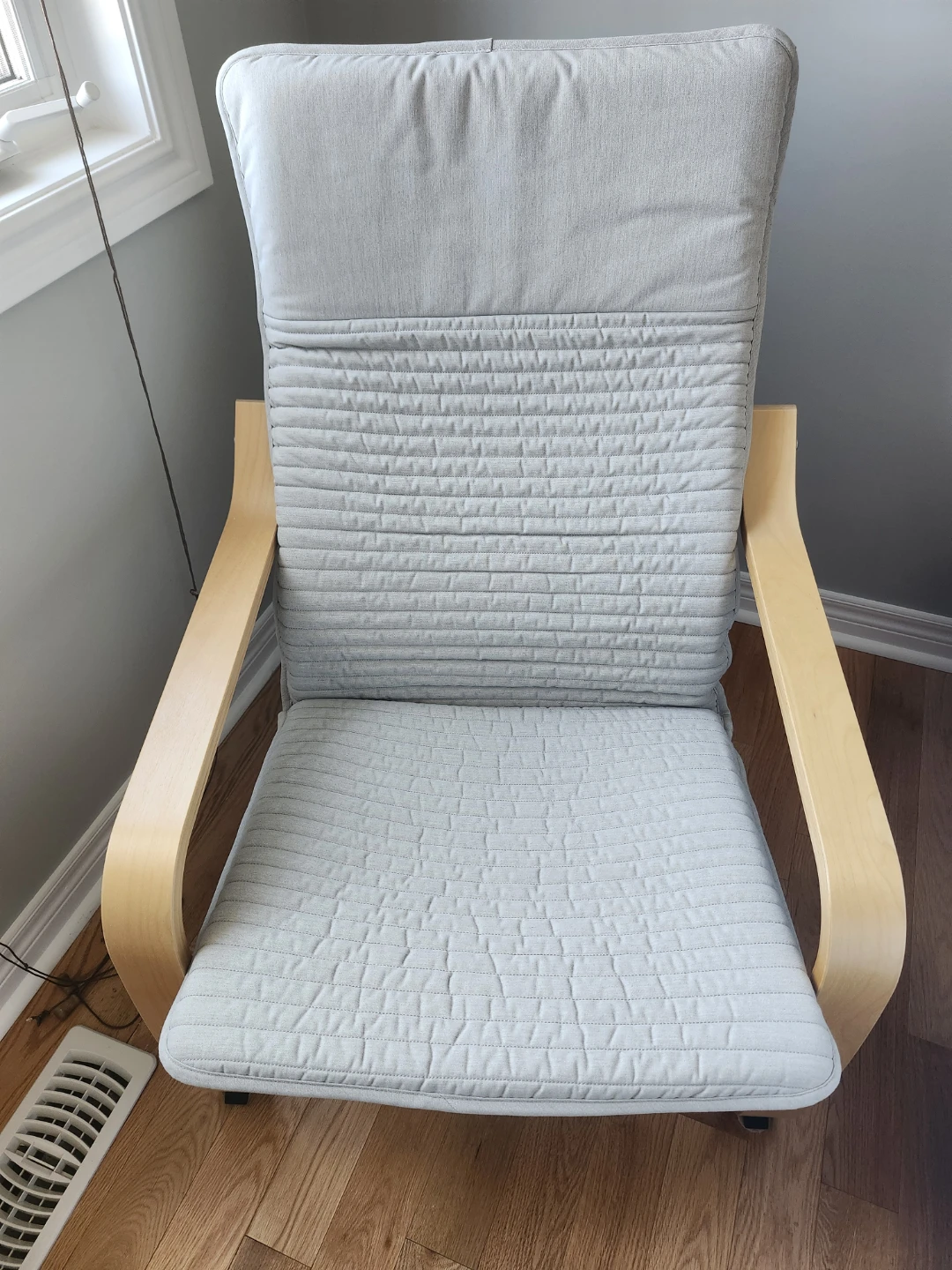 2 Grey Upholstered Armchair with Wooden Frame