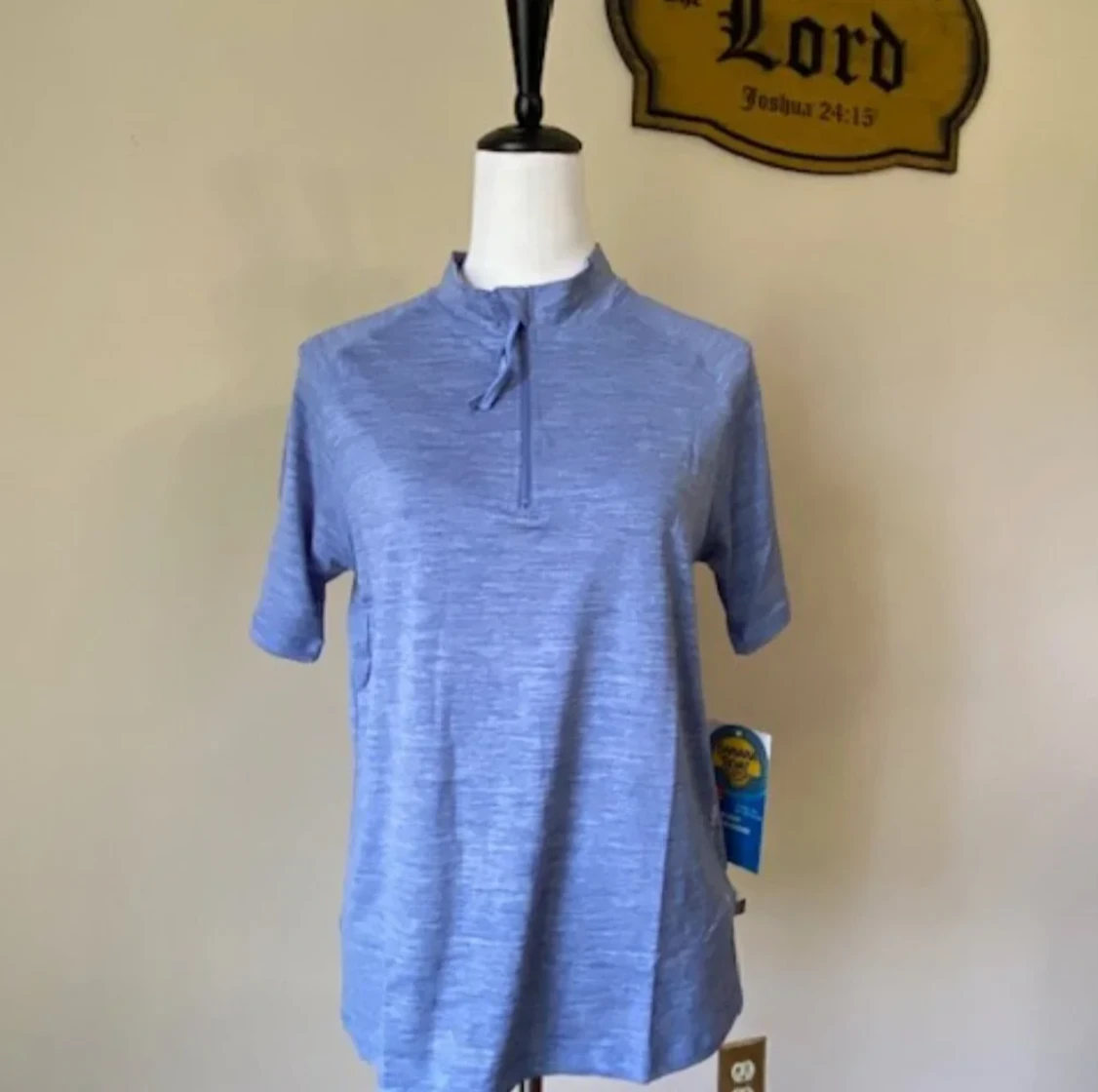 Banana Boat Short Sleeve Ladies Rash Guard Half Zip Space Blue