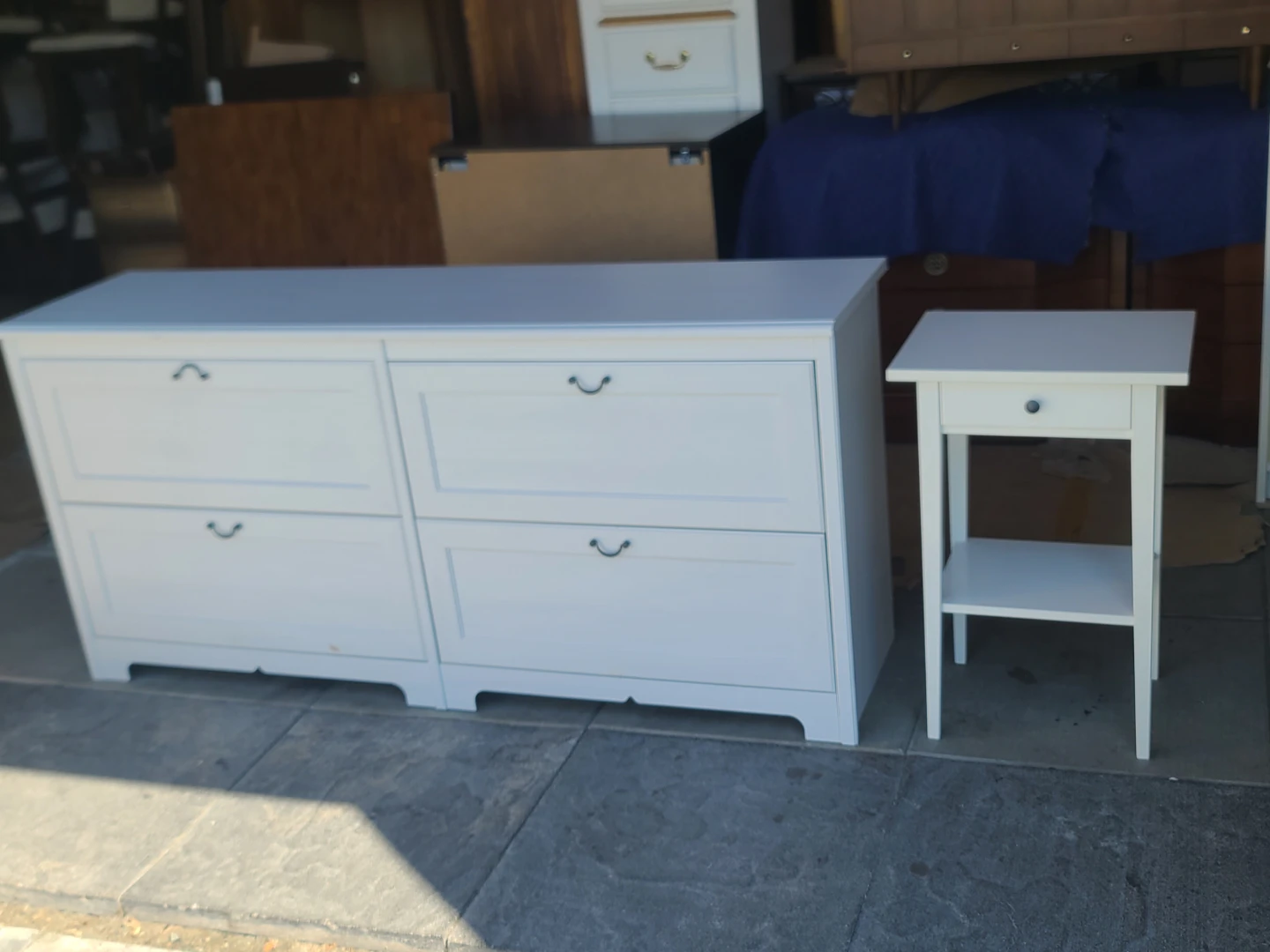 White Dresser and Nightstand Set