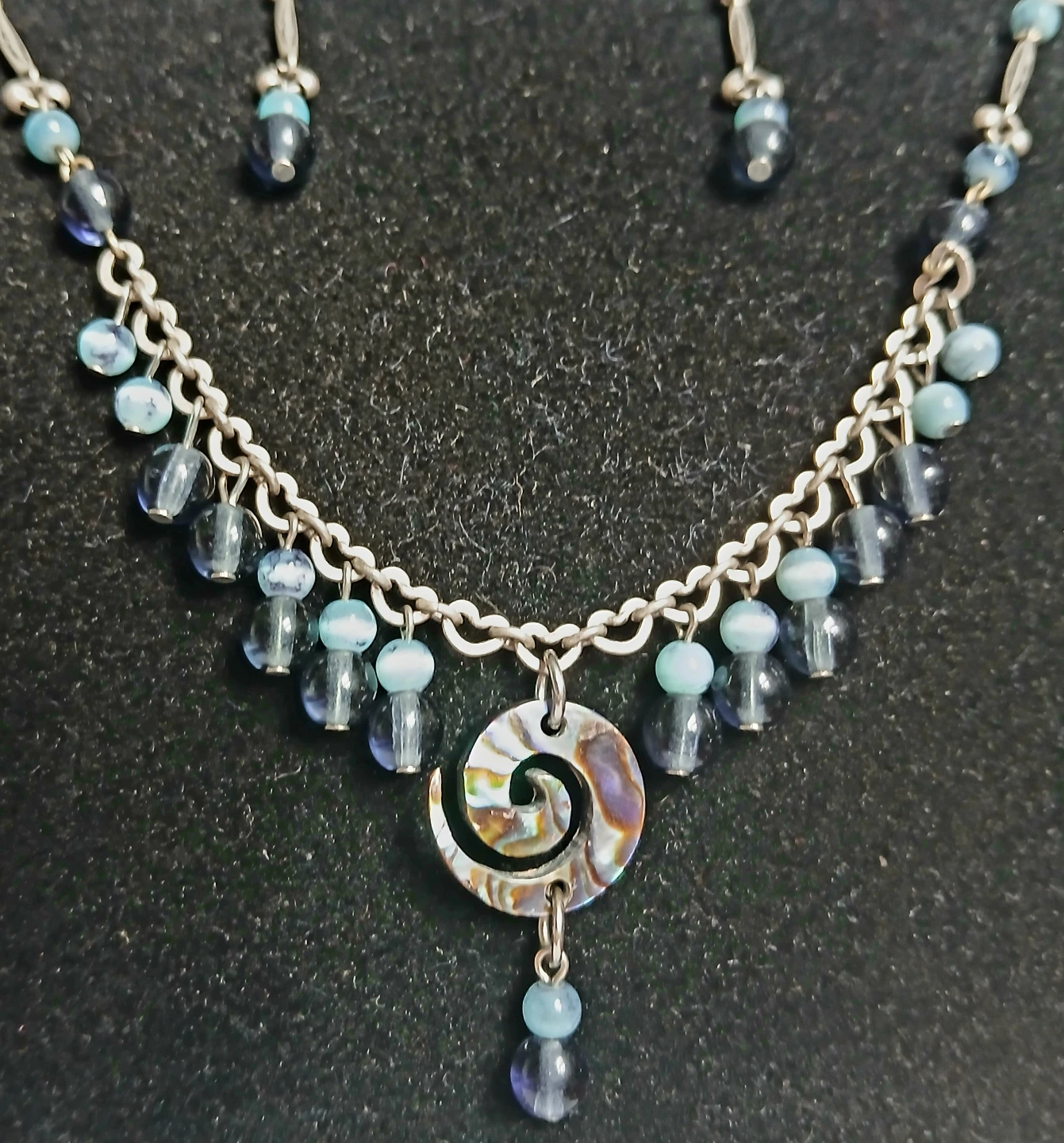 Necklace and Earring Set with Abalone Pendant - photo 2