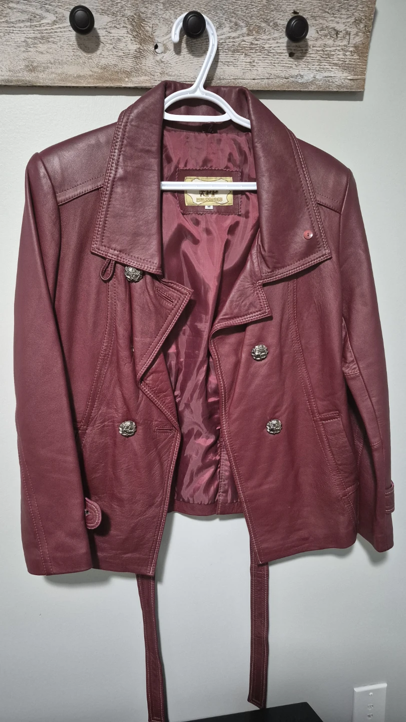 Maroon Leather Jacket with Belt