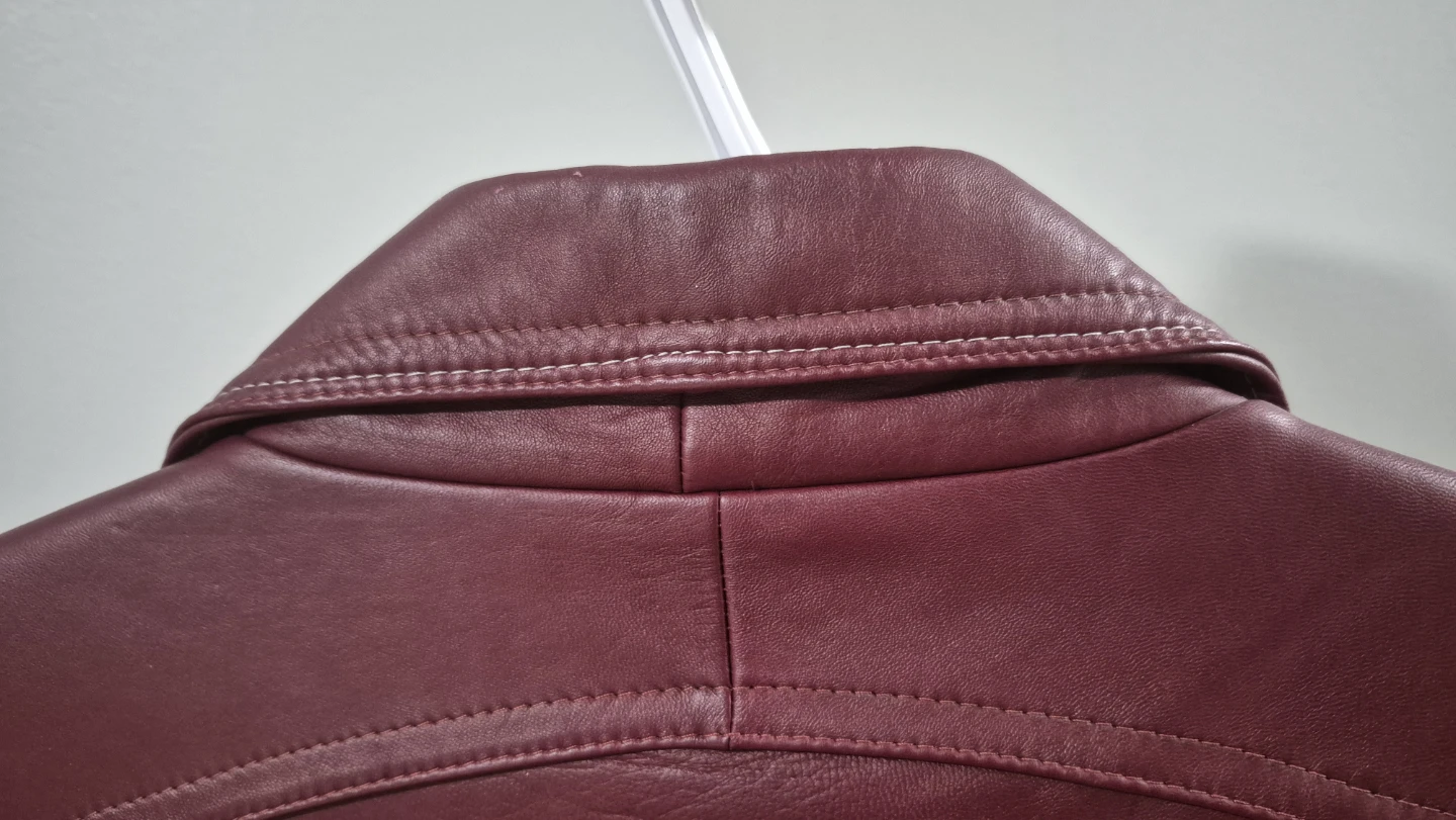 Maroon Leather Jacket with Belt - photo 5