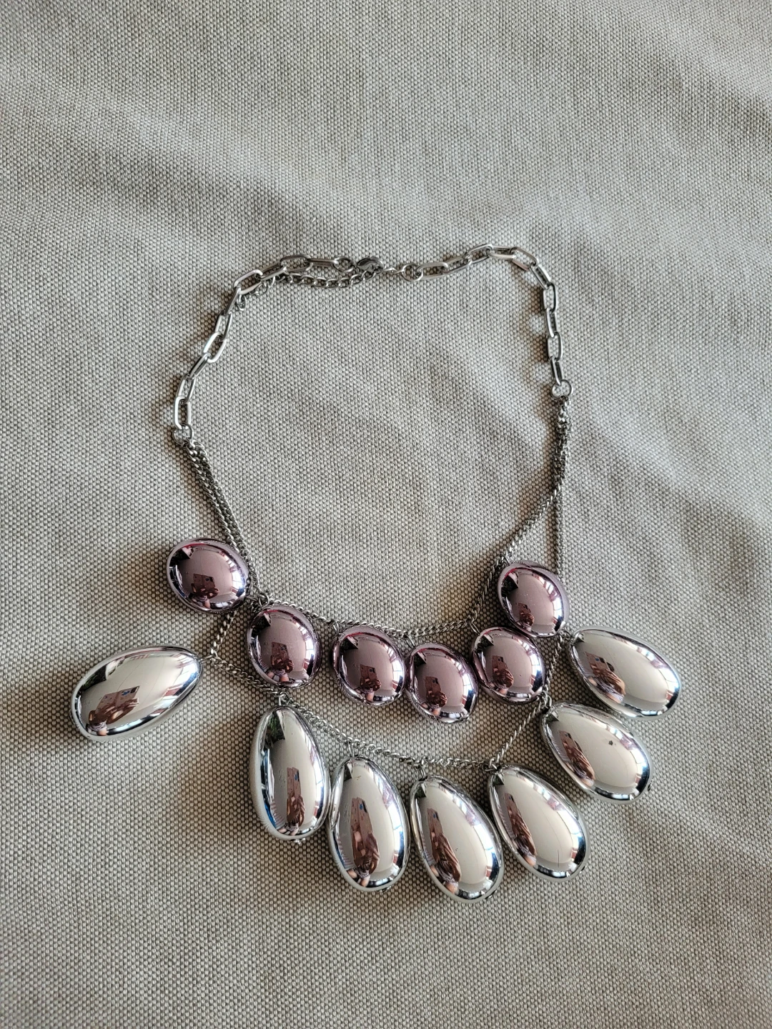 Silver and Rose Gold Tone Statement Necklace