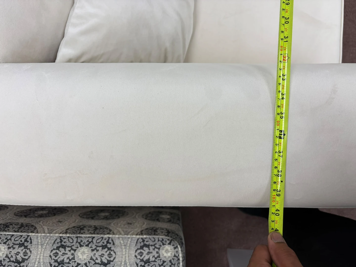 Cream Velvet Sofa with Studded Back - photo 5