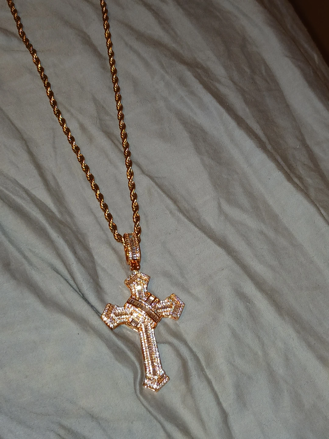 Rose Gold Tone Cross Pendant Necklace