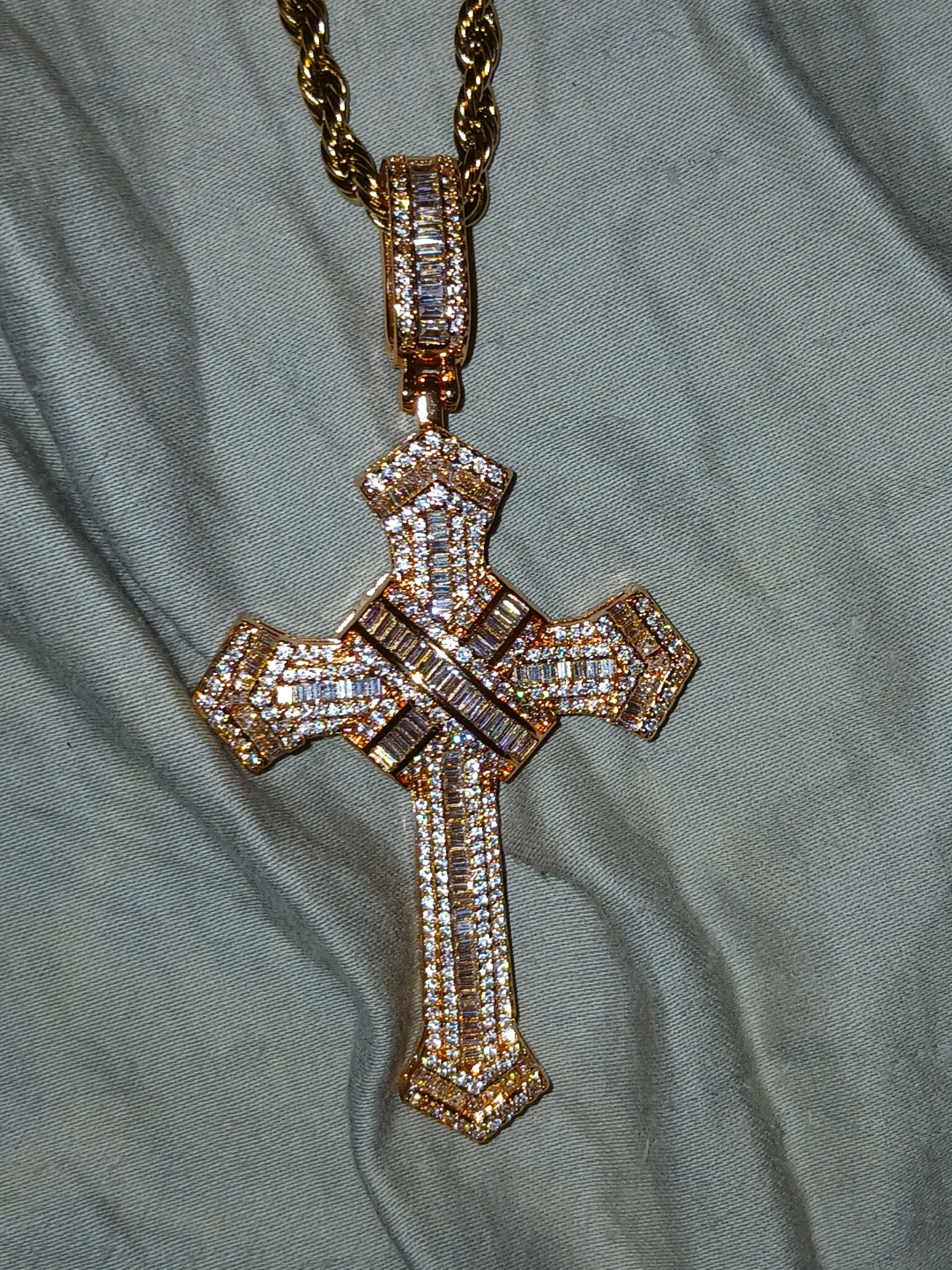 Rose Gold Tone Cross Pendant Necklace - photo 2