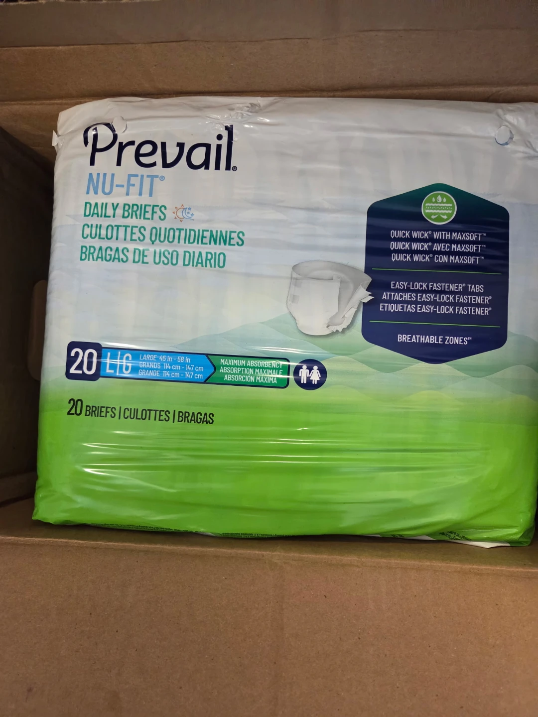 Prevail Nu-Fit Daily Briefs Large 20 Count