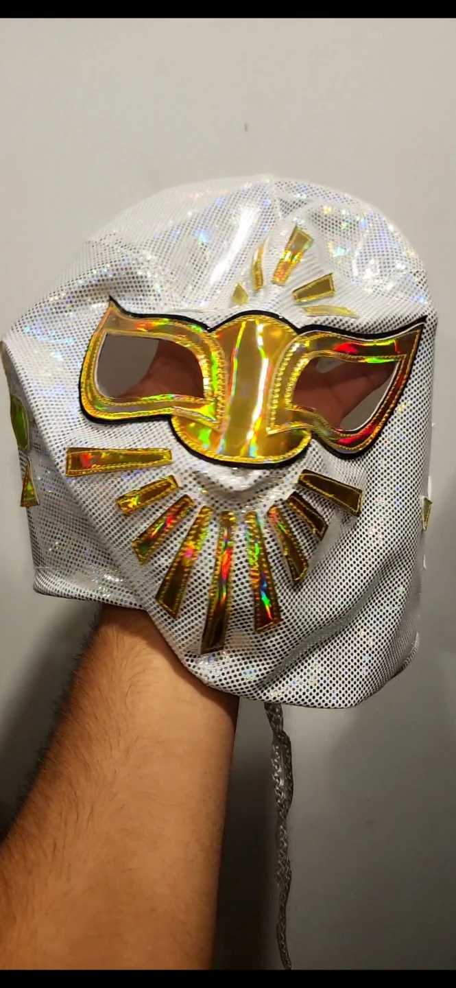 Luchador Masks - Silver, Green/Red, and White/Gold Styles - photo 2
