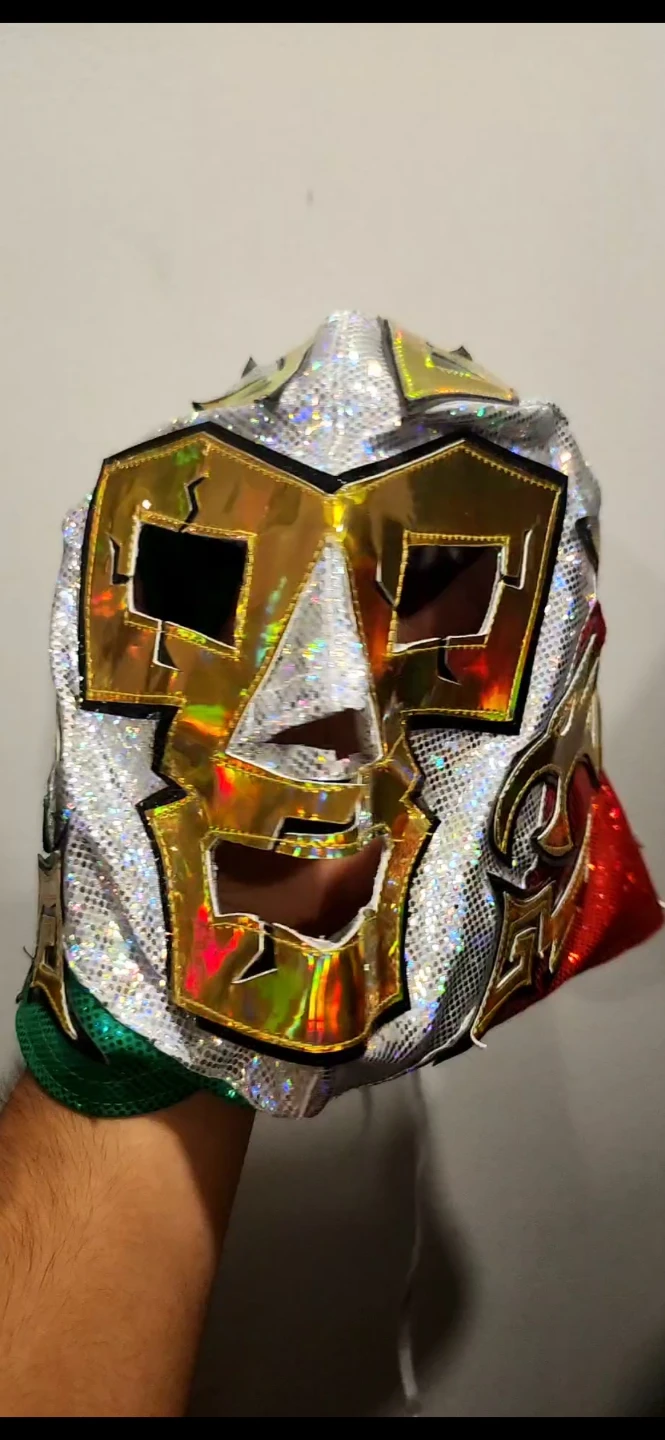 Luchador Masks - Silver, Green/Red, and White/Gold Styles - photo 5