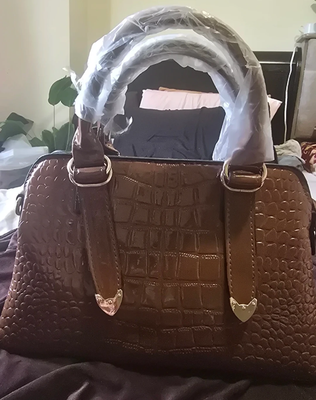 Brand new Brown Faux Croc Satchel Handbag - photo 2
