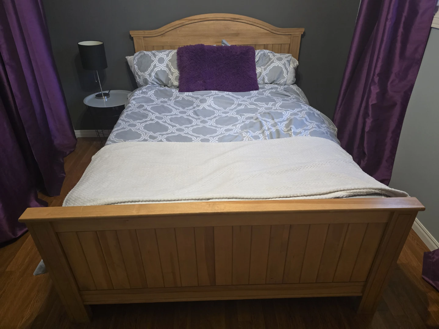 Double size Light oak Wooden Bed Frame - photo 2