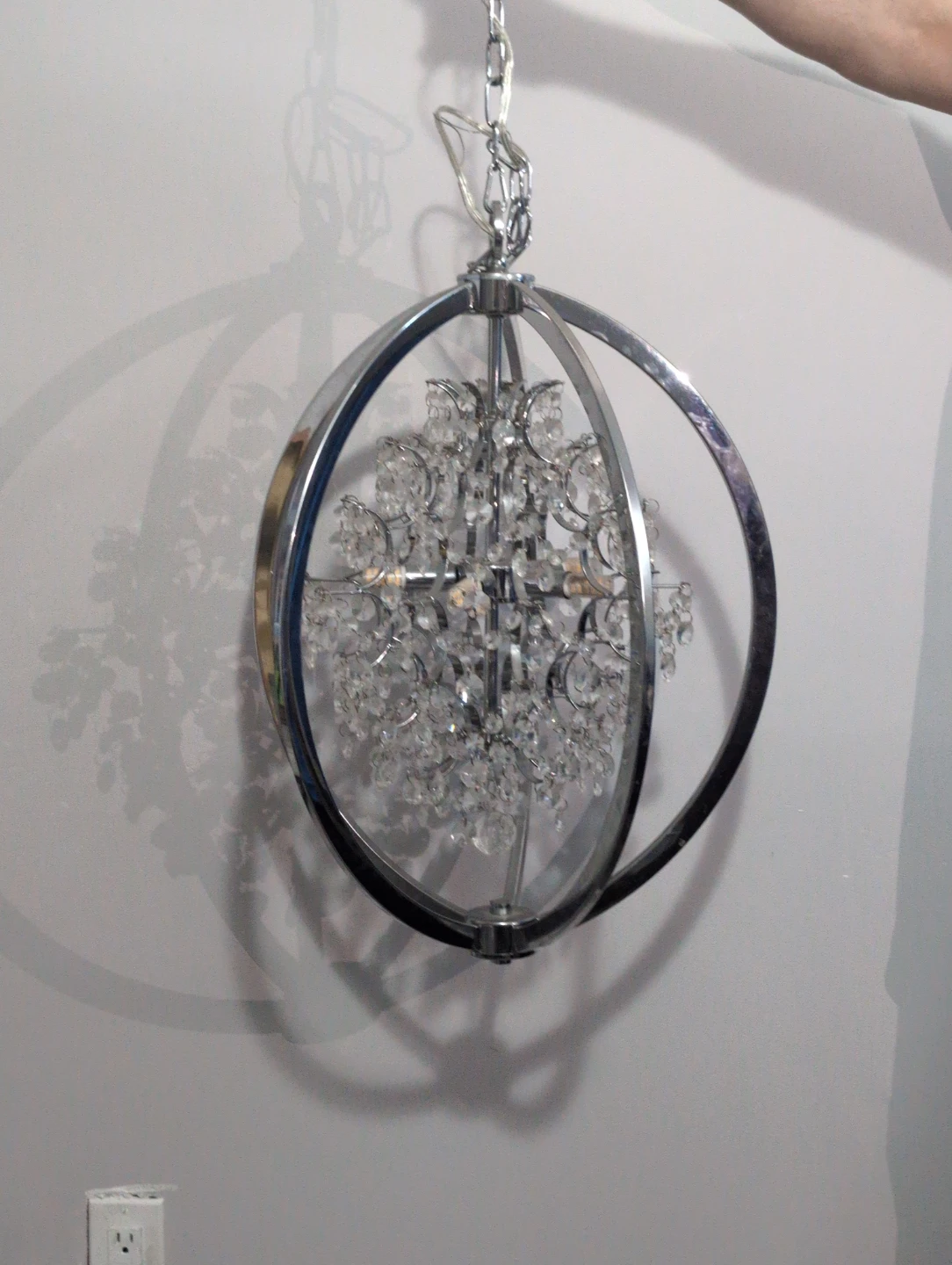 Chrome Sphere Chandelier with Crystal Accents - photo 2