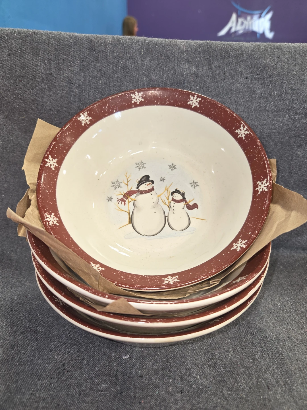 Royal Seasons Snowman Stoneware  Christmas set of 4 bowls